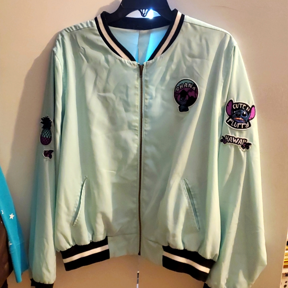 Disney Lilo & Stitch Patched Girls Satin Souvenir Jacket💙🤍 - Picture 8 of 16